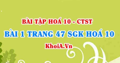 Bài 1 trang 47 SGK Hoá 10 Chân trời sáng tạo